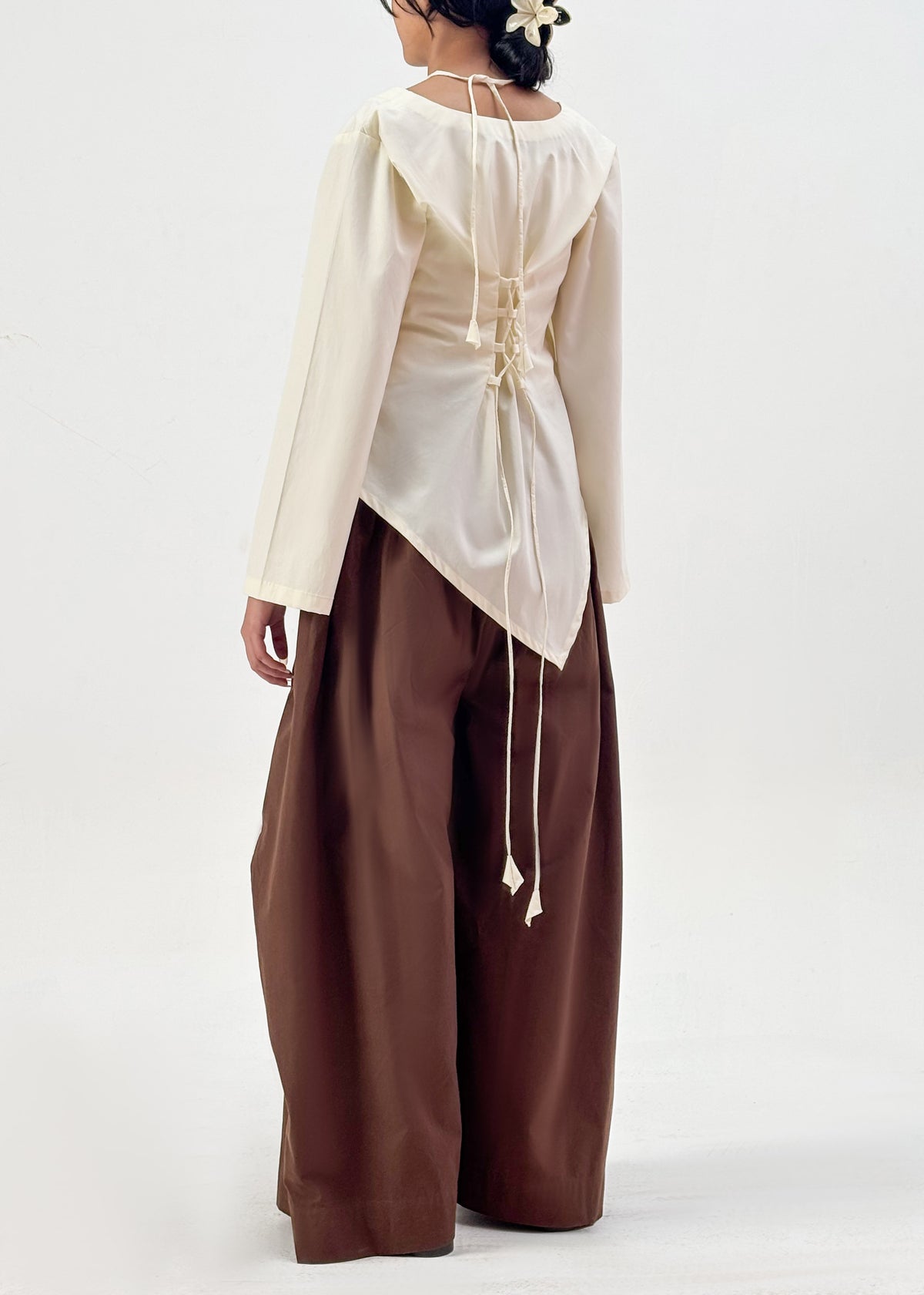 Nora - Corset Kurti Set (Ivory Brown)
