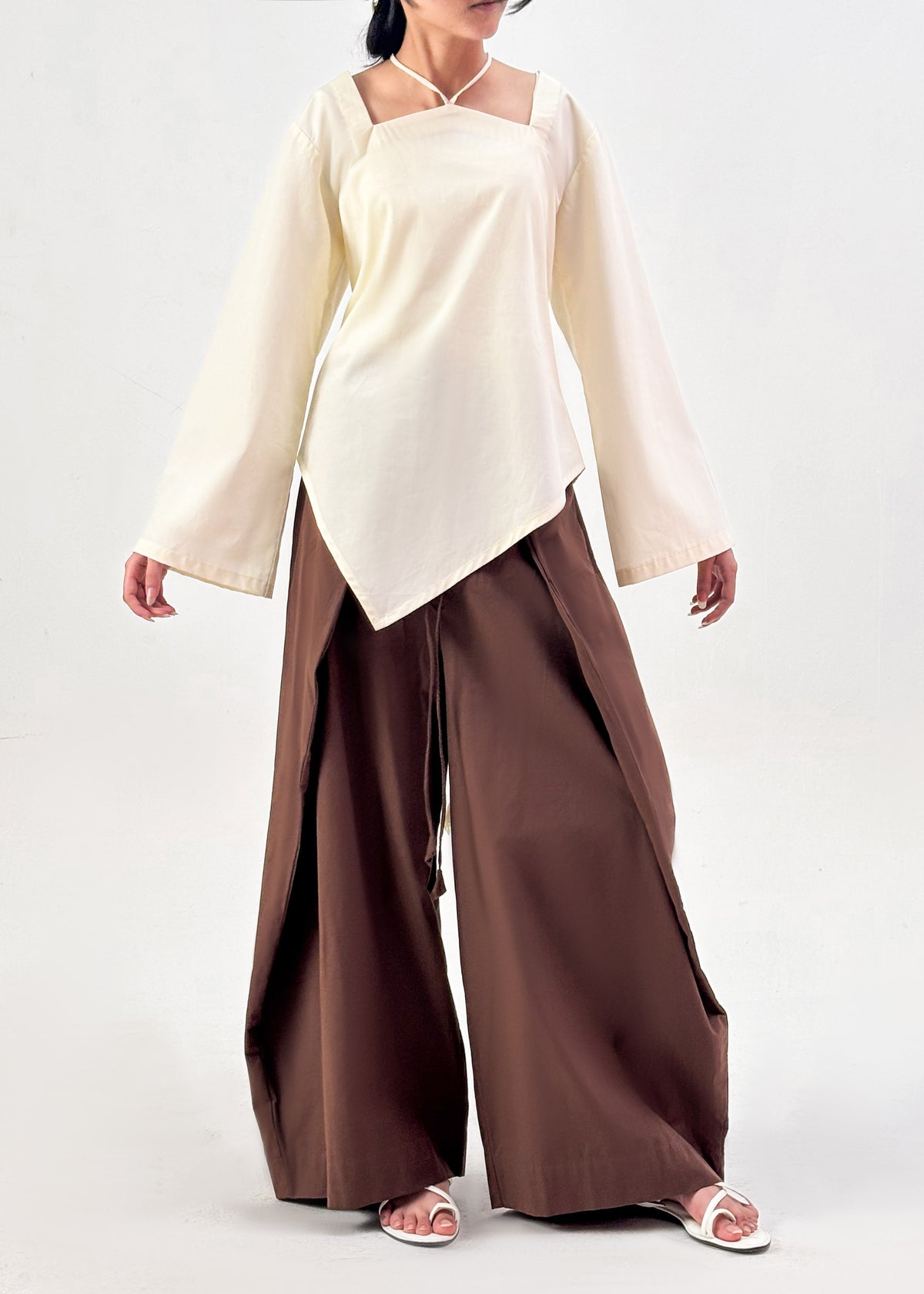 Nora - Corset Kurti Set (Ivory Brown)