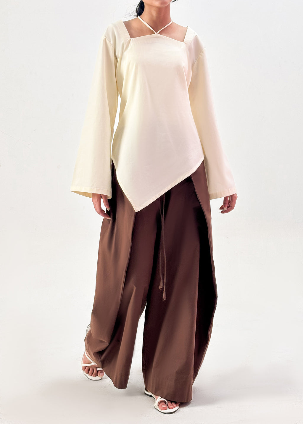 Nora - Corset Kurti Set (Ivory Brown)